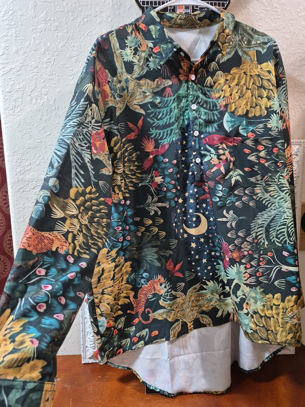 Flowing Long Shelve Tunic Button Down Shirt